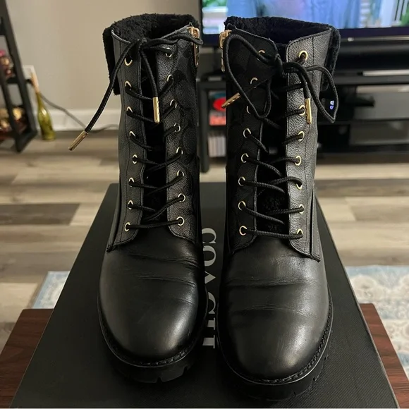Coach Jill Women's Black Lace-Up Boots - Picture 3 of 8